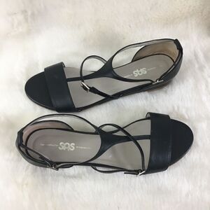Sas Sandra‎ T-Strap Wedge Dress Sandal Black 11M